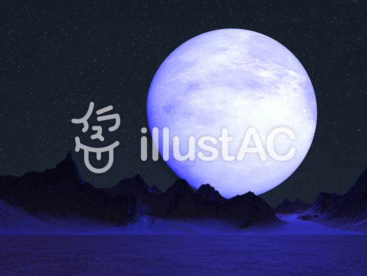 巨大な月が見える惑星の夜 巨大な月が見える惑星の夜のイラスト