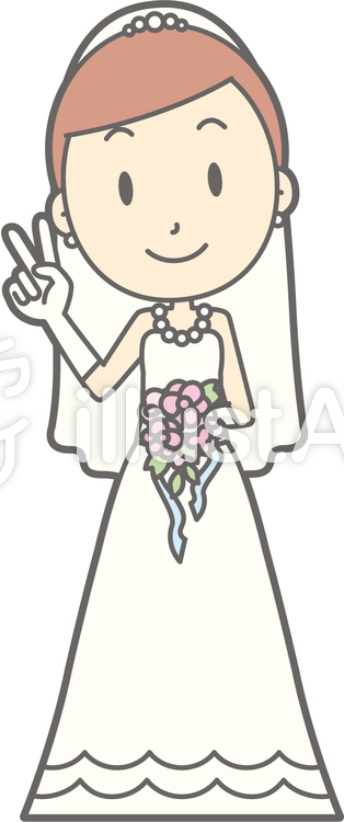 新婦ドレス-ピース-全身 新婦ドレス-ピース-全身のイラスト