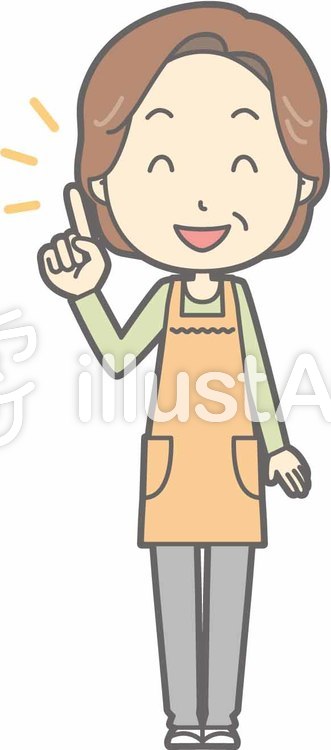 中年主婦a-指差しニコニコ-全身 中年主婦a-指差しニコニコ-全身のイラスト