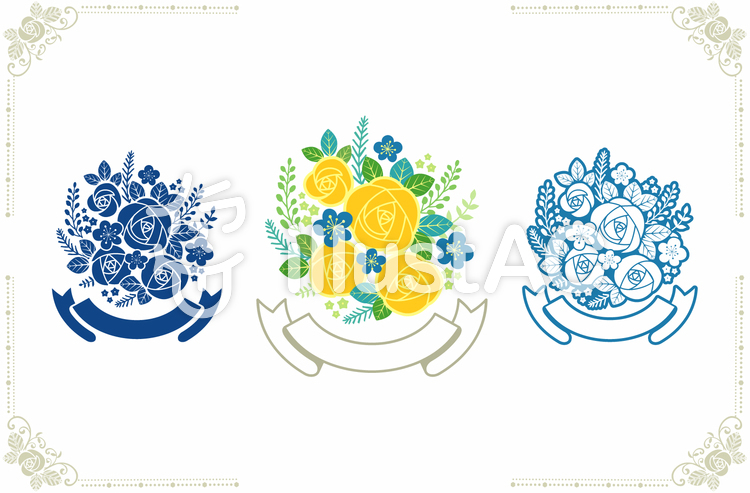 バラの花束と枠2 バラの花束と枠2のイラスト