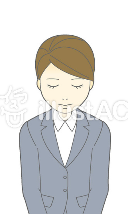 D女性スーツ-おじぎ-バスト D女性スーツ-おじぎ-バストのイラスト