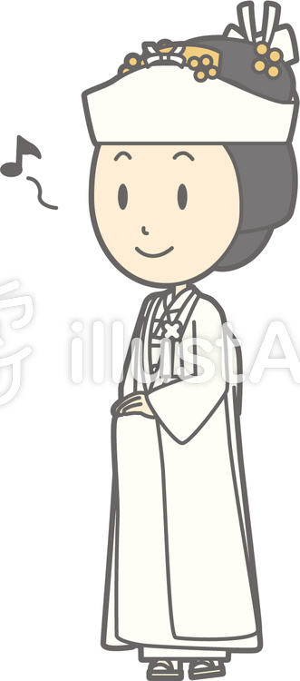 角隠し-歩く笑顔-全身 角隠し-歩く笑顔-全身のイラスト