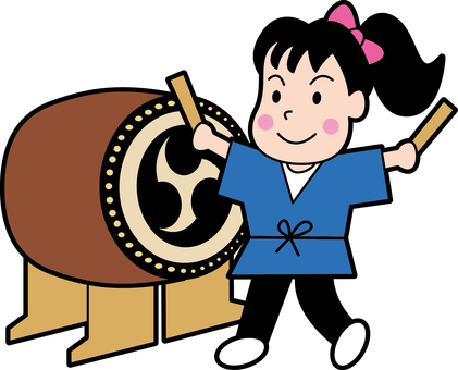 一个女孩敲击鼓
