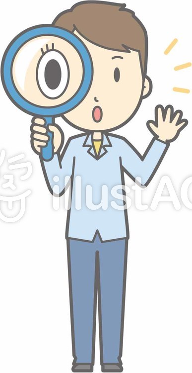 私服男性a-虫眼鏡-全身 私服男性a-虫眼鏡-全身のイラスト