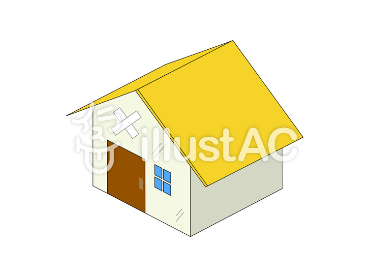 家 一戸建て 中古 老朽化 黄色イラスト , No 1363035/無料