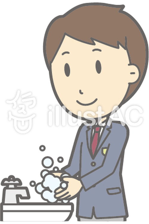 男子高生冬-手洗い-バスト 男子高生冬-手洗い-バストのイラスト