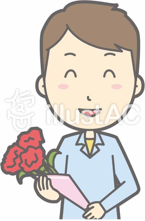 私服男性a-花束-バスト 私服男性a-花束-バストのイラスト