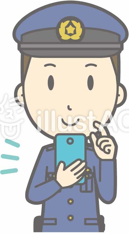 警察官男性a-スマホ操作-バスト 警察官男性a-スマホ操作-バストのイラスト