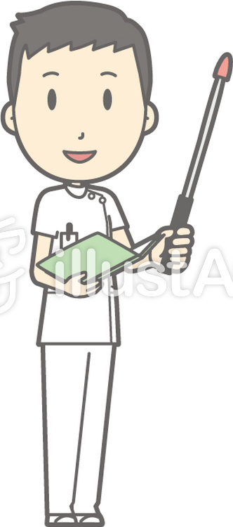 男性看護師-指示棒1右斜め-全身 男性看護師-指示棒1右斜め-全身のイラスト