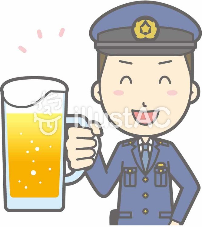 警察官男性a-ビール笑顔-バスト 警察官男性a-ビール笑顔-バストのイラスト