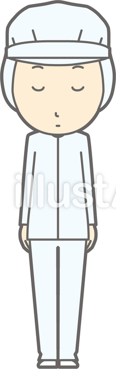 衛生服男-おじぎ無表情-全身 衛生服男-おじぎ無表情-全身のイラスト
