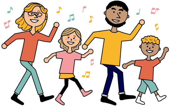 parents and children of foreigners cuddling with smile