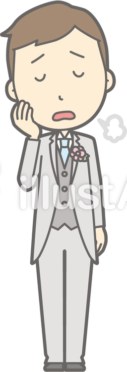 新郎洋服-ため息-全身 新郎洋服-ため息-全身のイラスト