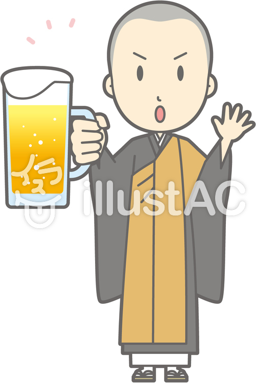 僧侶若者a-ビール注意-全身 僧侶若者a-ビール注意-全身のイラスト