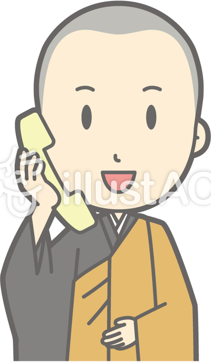 僧侶若者a-電話-バスト 僧侶若者a-電話-バストのイラスト