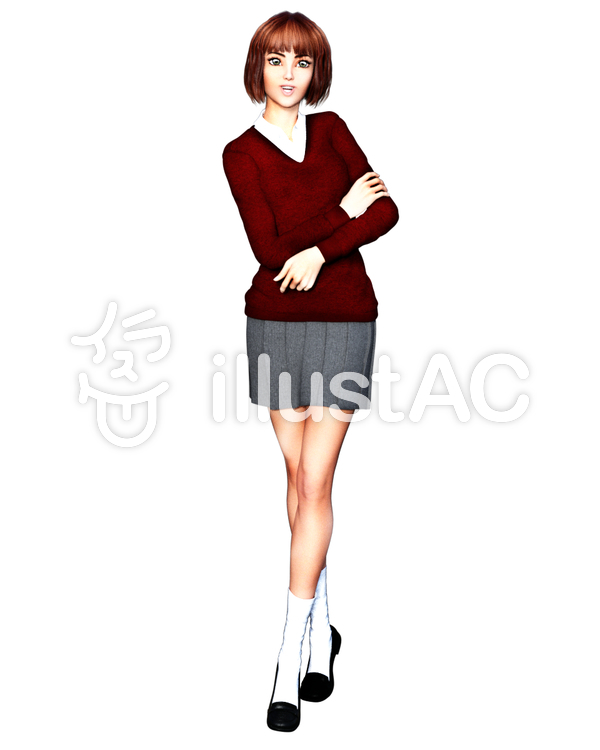 女子高生 ポーズC 女子高生 ポーズCのイラスト