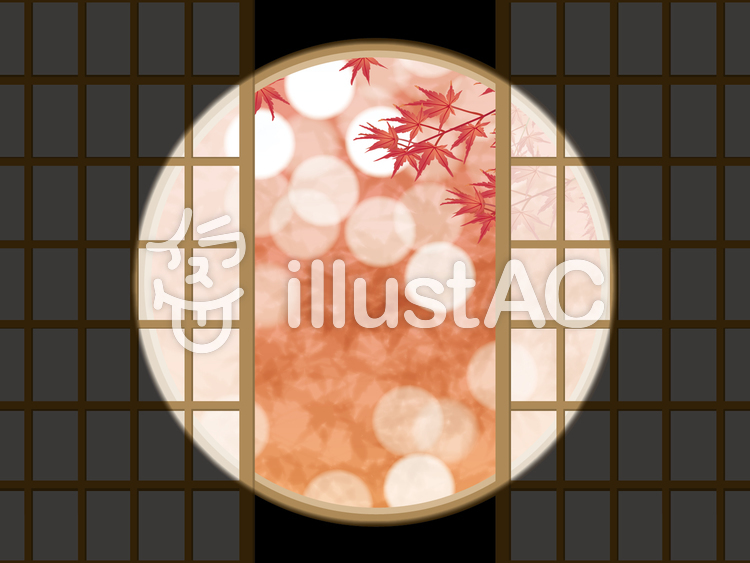 障子と紅葉 障子と紅葉のイラスト