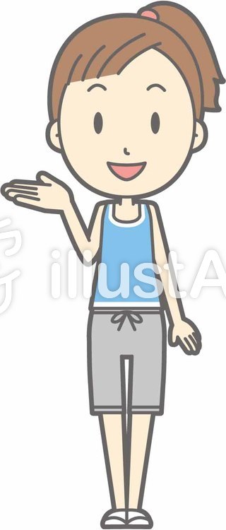 スポーツ女性b-案内笑顔-全身 スポーツ女性b-案内笑顔-全身のイラスト