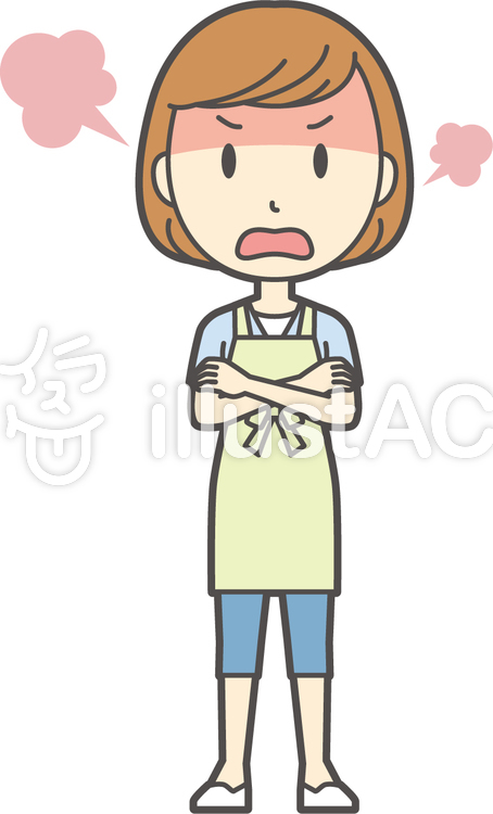 エプロン若者ボブ-186-全身 エプロン若者ボブ-186-全身のイラスト