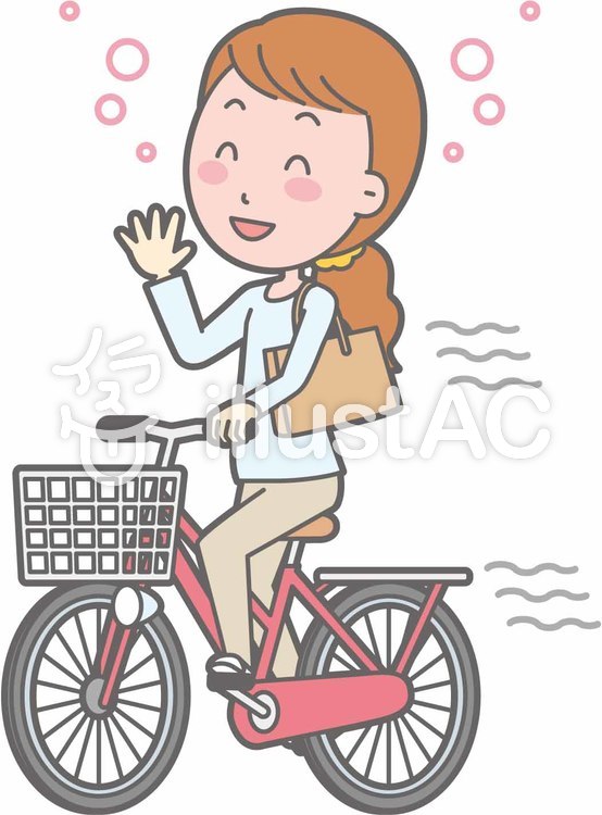 自転車女性-自転車飲酒-全身 自転車女性-自転車飲酒-全身のイラスト