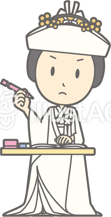 角隠し-勉強-全身 角隠し-勉強-全身のイラスト