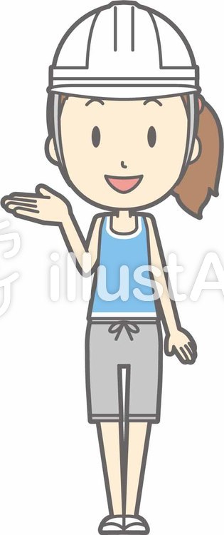 スポーツ女性b-ヘルメット白-全身 スポーツ女性b-ヘルメット白-全身のイラスト