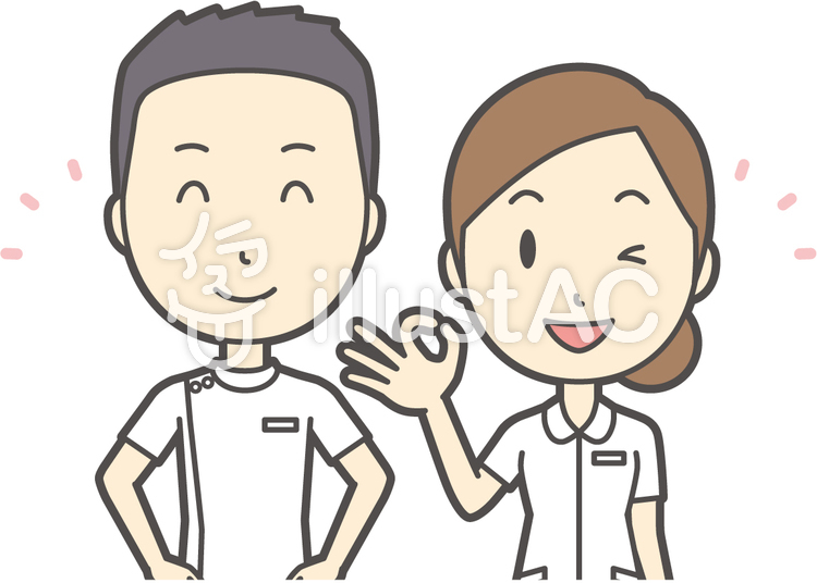 男女セット看護師-007-バスト 男女セット看護師-007-バストのイラスト