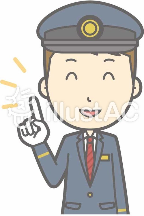 駅員男性a-指差しニコニコ-バスト 駅員男性a-指差しニコニコ-バストのイラスト
