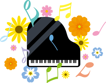 Piano note flower grand piano instrument Piano note flower grand piano instrument