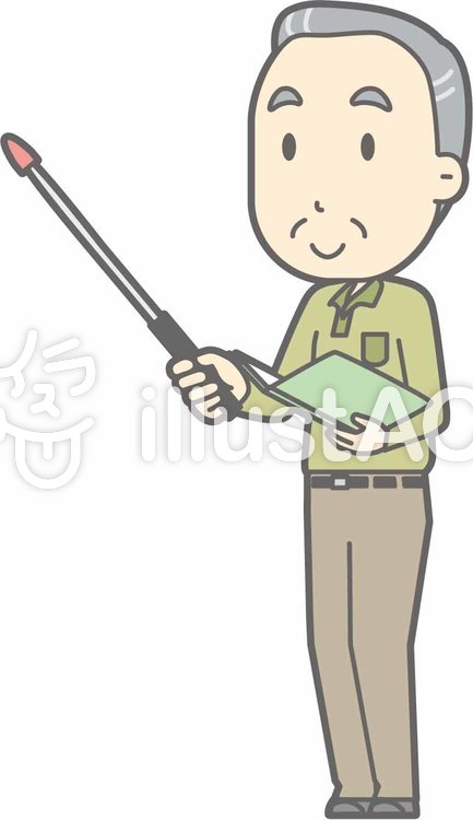 老人男性d-指示棒2左斜-全身 老人男性d-指示棒2左斜-全身のイラスト