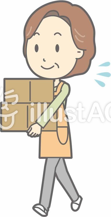 中年主婦a-荷物運び-全身 中年主婦a-荷物運び-全身のイラスト