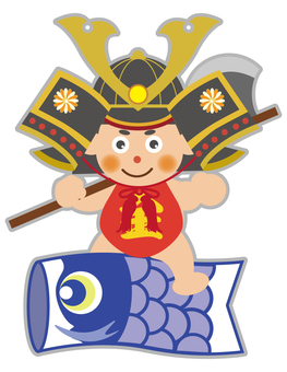 熊和金太郎乘坐鲤鱼旗