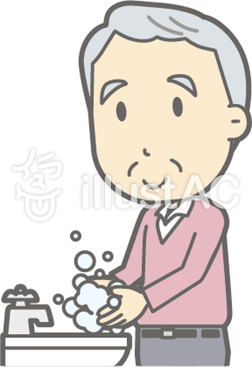 老人男性C-手洗い-バスト 老人男性C-手洗い-バストのイラスト