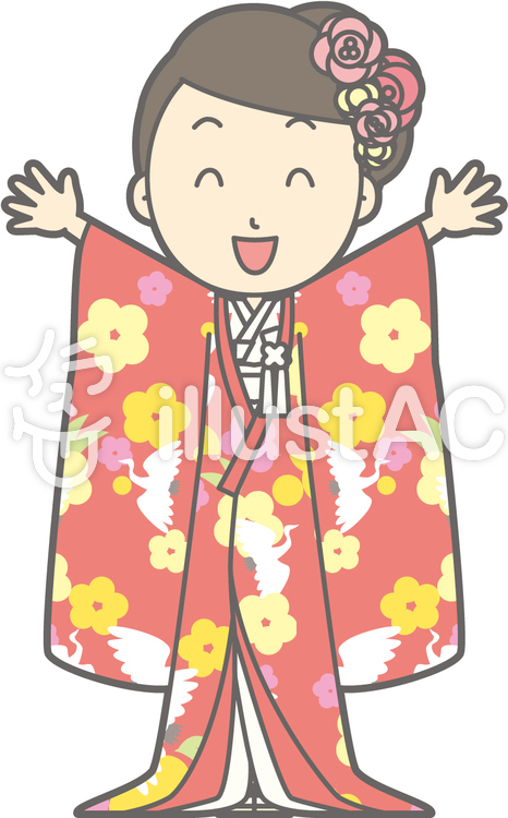 色打掛-バンザイ-全身 色打掛-バンザイ-全身のイラスト