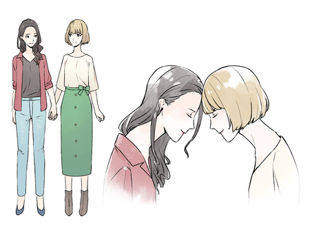 レズビアン シルエット イラストの無料ダウンロードサイト シルエットac