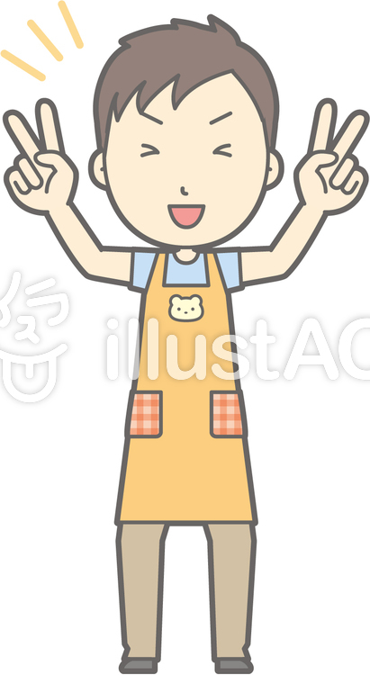 保育士男性-Wピース-全身 保育士男性-Wピース-全身のイラスト