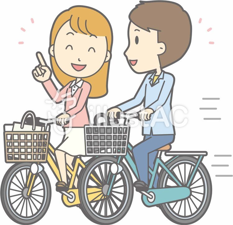 自転車男性-自転車並走-全身 自転車男性-自転車並走-全身のイラスト