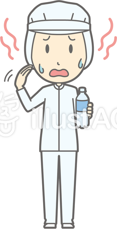 衛生服男-暑い-全身 衛生服男-暑い-全身のイラスト