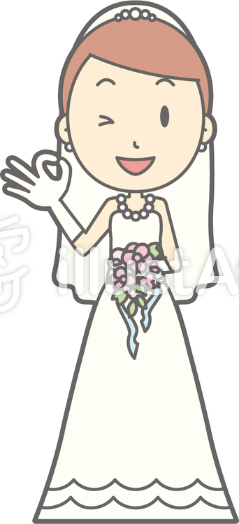 新婦ドレス-オッケー-全身 新婦ドレス-オッケー-全身のイラスト