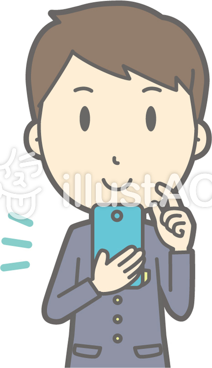 男子高冬a-スマホ操作-バスト 男子高冬a-スマホ操作-バストのイラスト