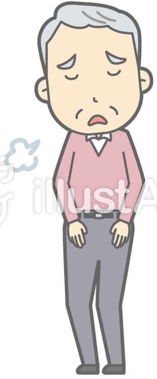 老人男性C-ため息-全身 老人男性C-ため息-全身のイラスト