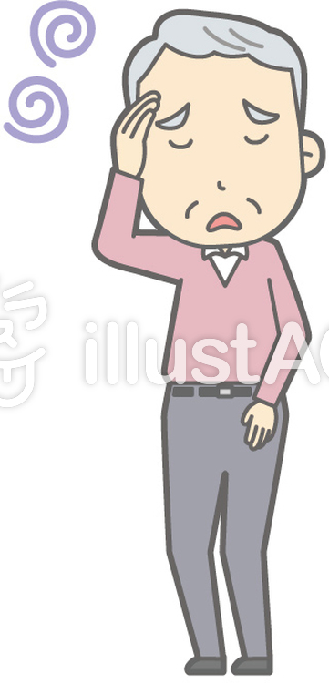 老人男性C-めまい-全身 老人男性C-めまい-全身のイラスト
