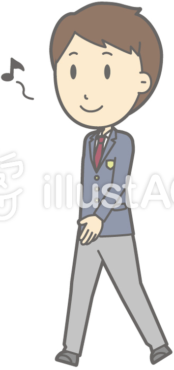 男子高生冬-歩く-全身 男子高生冬-歩く-全身のイラスト