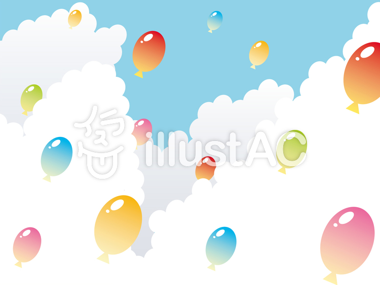 【フリーイラスト素材】風船空へ飛び立つ