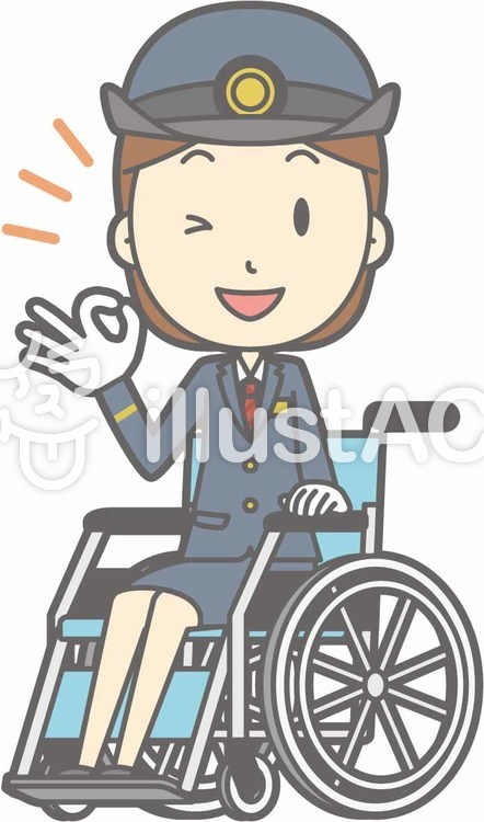 駅員女性a-車椅子オッケー-全身 駅員女性a-車椅子オッケー-全身のイラスト