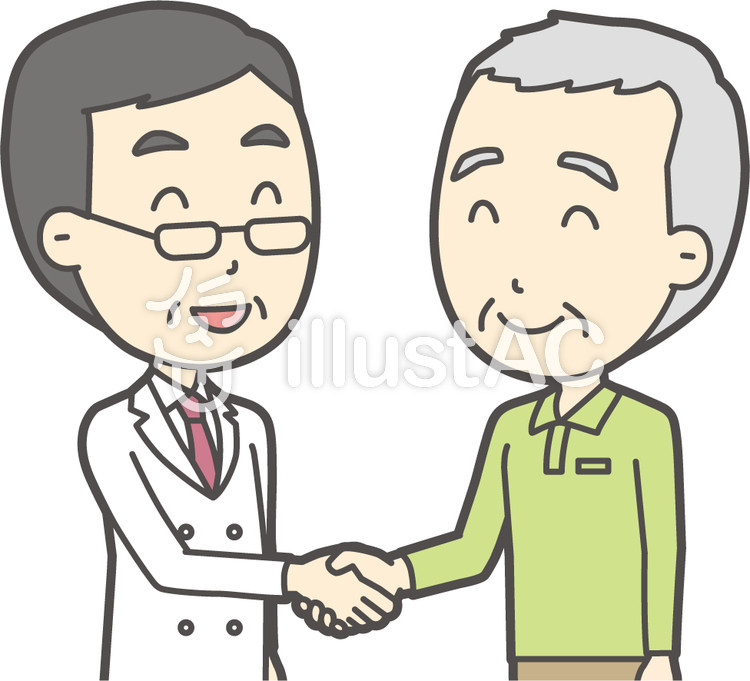 老人男性握手-037-バスト 老人男性握手-037-バストのイラスト