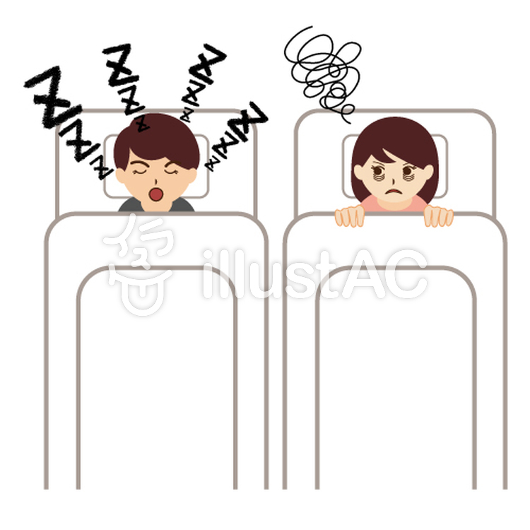 いびきの男性と眠れない女性イラスト No 無料イラストなら イラストac