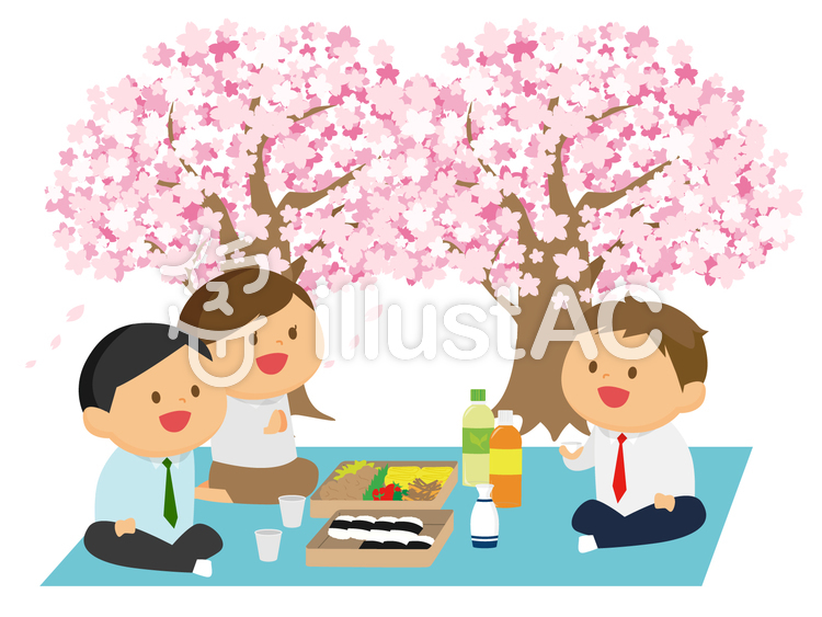 お花見をする社員 お花見をする社員のイラスト
