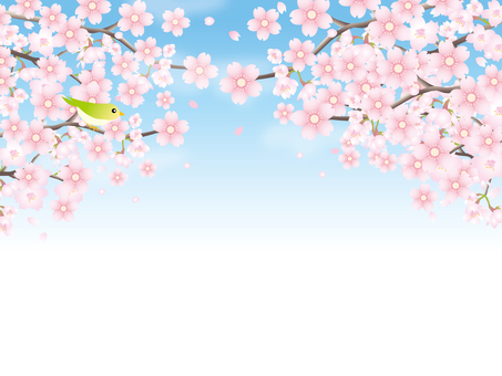 桜咲く丘の風景イラスト - No: 1401276／無料イラストなら「イラストAC」