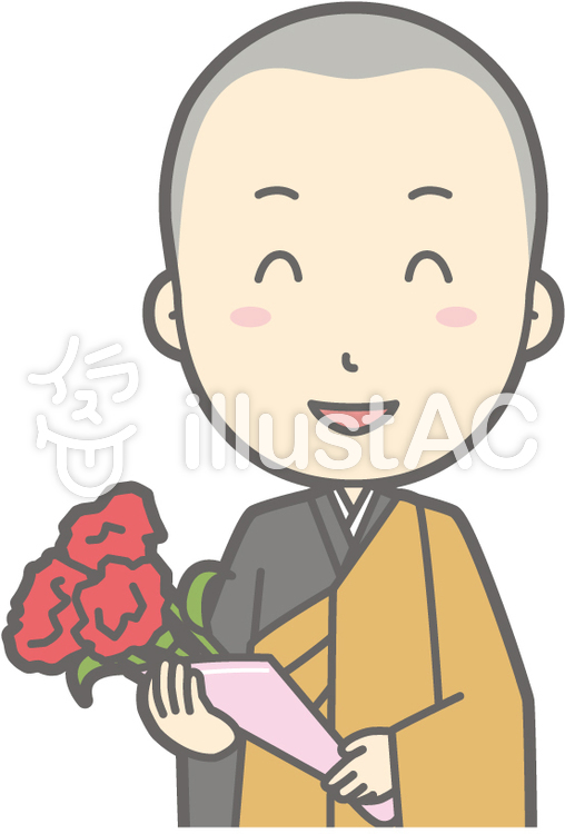 僧侶若者a-花束-バスト 僧侶若者a-花束-バストのイラスト